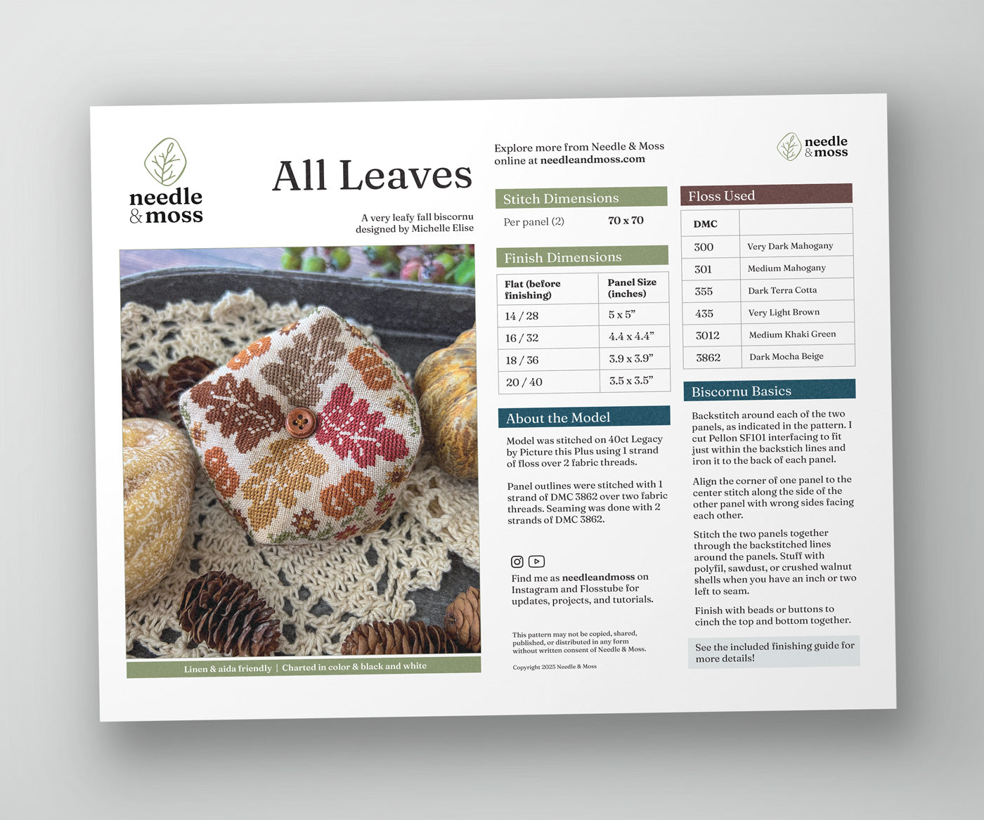 All Leaves Biscornu PDF